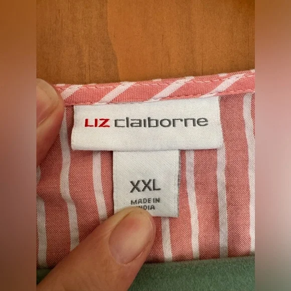 Liz Claiborne blouse pink white stripes size XXL - Picture 4 of 4